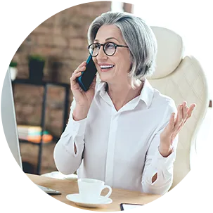 Woman working on phone